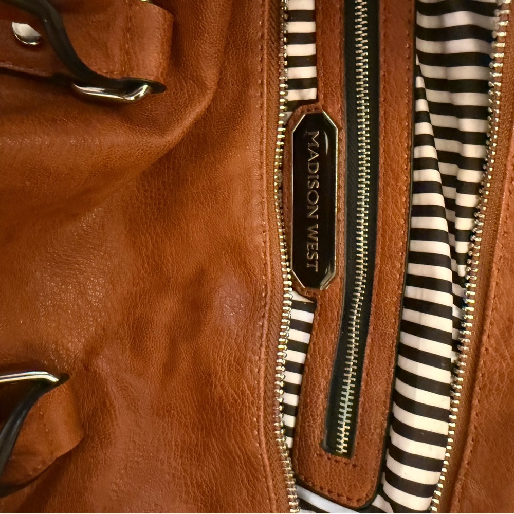 Madison West Tan Leather Shoulder Bag